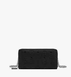 Aren Chain Zip Around Wallet In Embossed Monogram Leather