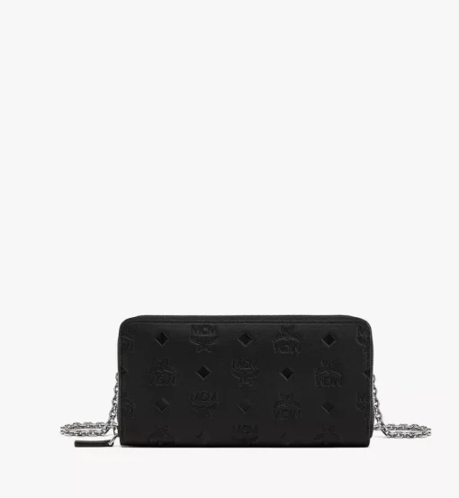 Aren Chain Zip Around Wallet In Embossed Monogram Leather