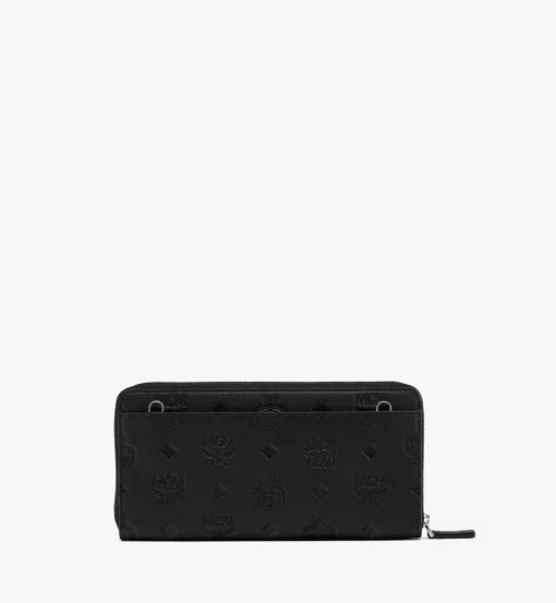 Aren Chain Zip Around Wallet In Embossed Monogram Leather