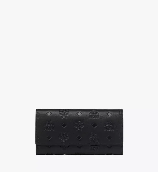 Aren Continental Wallet In Embossed Monogram Leather