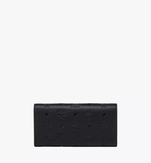 Aren Continental Wallet In Embossed Monogram Leather
