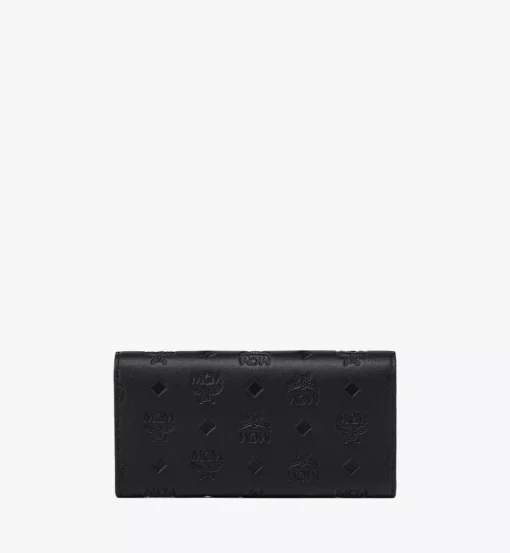 Aren Continental Wallet In Embossed Monogram Leather