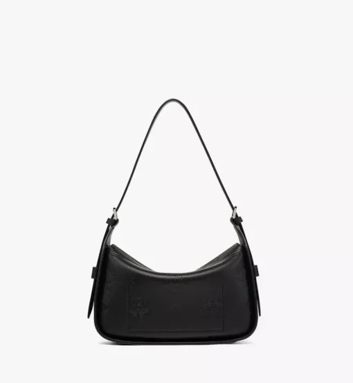 Aren Flap Hobo Bag In Embossed Monogram Leather
