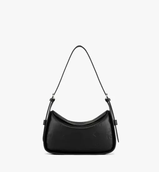 Aren Flap Hobo Bag In Embossed Monogram Leather