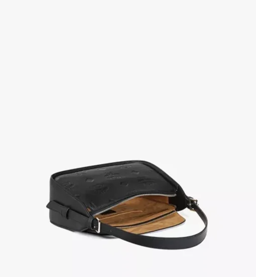 Aren Flap Hobo Bag In Embossed Monogram Leather