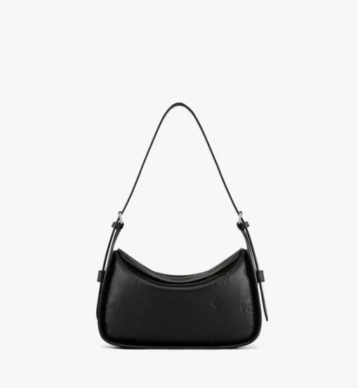 Aren Flap Hobo Bag In Embossed Monogram Leather