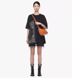 Aren Flap Hobo In Embossed Monogram Leather