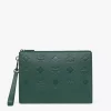 Aren Wristlet Zip Pouch In Maxi Monogram Leather