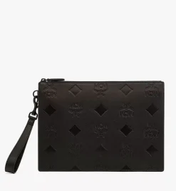 Aren Wristlet Zip Pouch In Maxi Monogram Leather