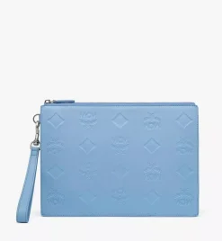 Aren Wristlet Zip Pouch In Maxi Monogram Leather