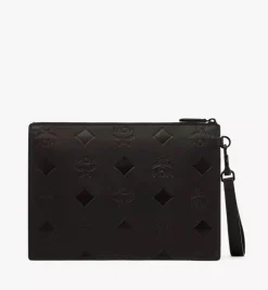 Aren Wristlet Zip Pouch In Maxi Monogram Leather