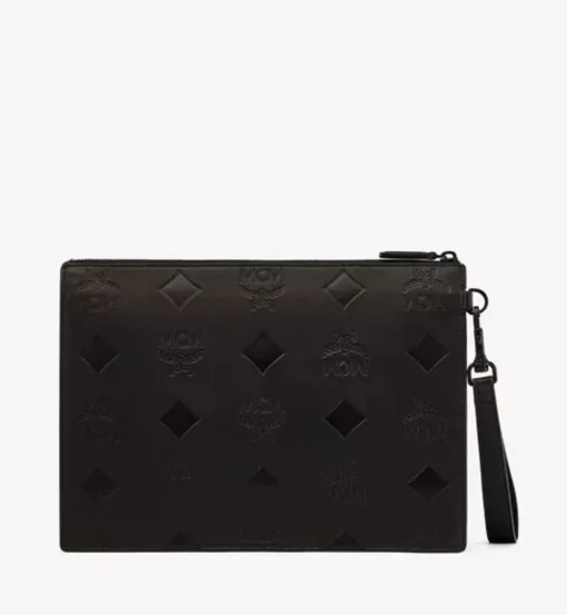 Aren Wristlet Zip Pouch In Maxi Monogram Leather