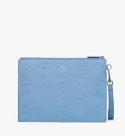Aren Wristlet Zip Pouch In Maxi Monogram Leather