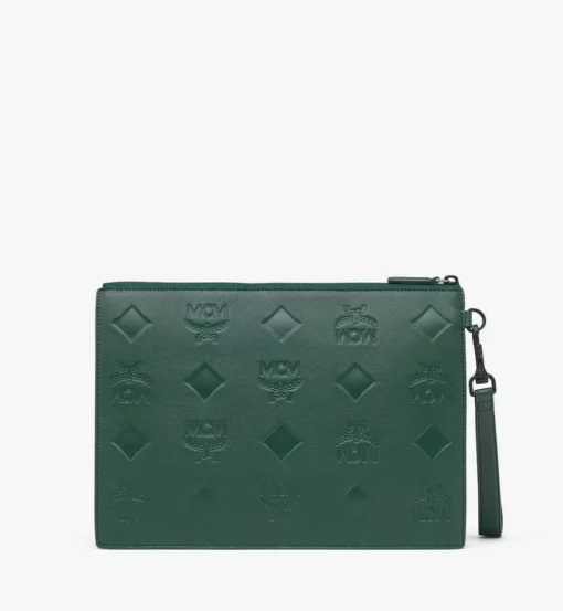 Aren Wristlet Zip Pouch In Maxi Monogram Leather