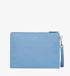 Aren Wristlet Zip Pouch In Maxi Monogram Leather