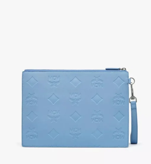 Aren Wristlet Zip Pouch In Maxi Monogram Leather