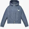 Hooded Windbreaker In Lauretos Denim Jacquard