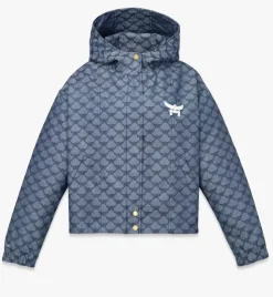 Hooded Windbreaker In Lauretos Denim Jacquard