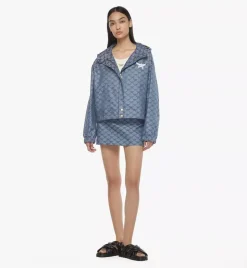 Hooded Windbreaker In Lauretos Denim Jacquard