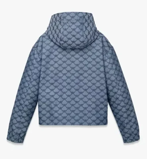Hooded Windbreaker In Lauretos Denim Jacquard
