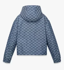 Hooded Windbreaker In Lauretos Denim Jacquard