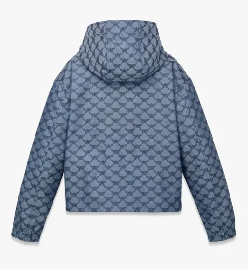 Hooded Windbreaker In Lauretos Denim Jacquard