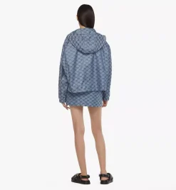 Hooded Windbreaker In Lauretos Denim Jacquard