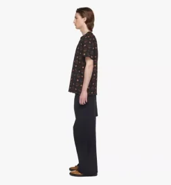 Maxi Monogram Print T-Shirt In Organic Cotton