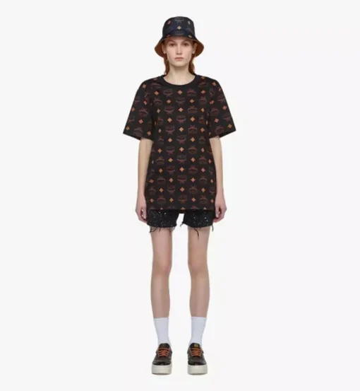 Maxi Monogram Print T-Shirt In Organic Cotton