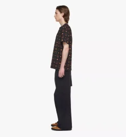 Maxi Monogram Print T-Shirt In Organic Cotton