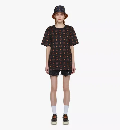 Maxi Monogram Print T-Shirt In Organic Cotton