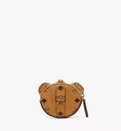 Mcm Park Pouch Charm In Visetos Leather Mix