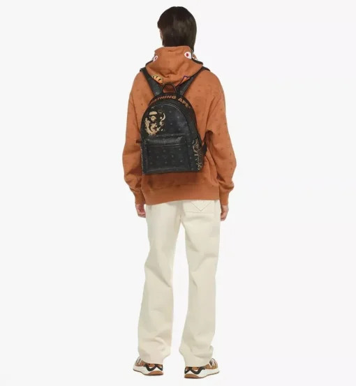 Mcm X Bape Stark Backpack In Visetos