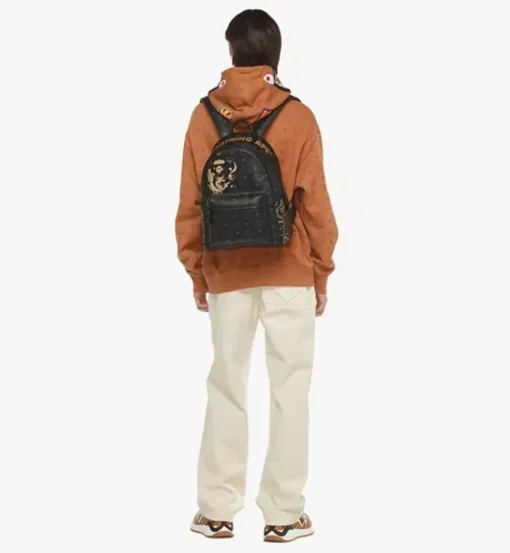 Mcm X Bape Stark Backpack In Visetos