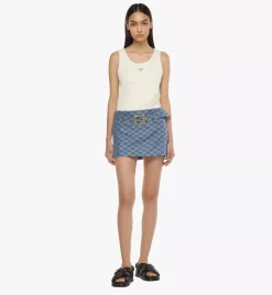 Mini Skirt In Lauretos Denim Jacquard