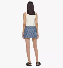 Mini Skirt In Lauretos Denim Jacquard
