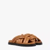 Monogram Print Cross Sandals In Lamb Leather