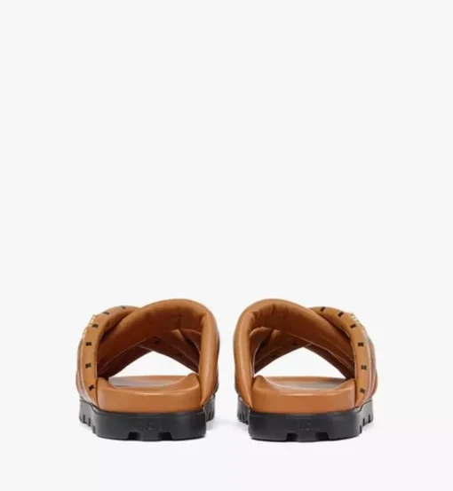 Monogram Print Cross Sandals In Lamb Leather