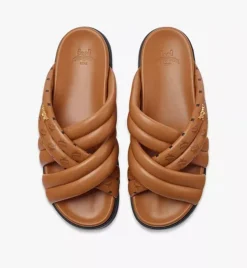 Monogram Print Cross Sandals In Lamb Leather