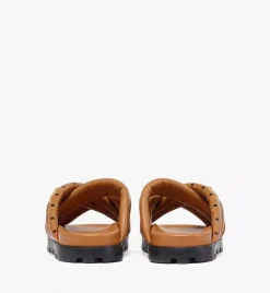 Monogram Print Cross Sandals In Lamb Leather