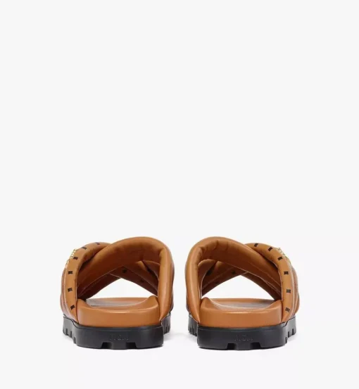 Monogram Print Cross Sandals In Lamb Leather