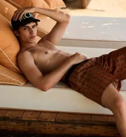 Monogram Print Swim Trunks