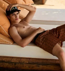 Monogram Print Swim Trunks