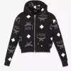 Phenomenon+Mcm Monogram Print Cropped Zip Hoodie