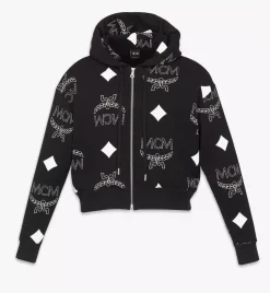 Phenomenon+Mcm Monogram Print Cropped Zip Hoodie