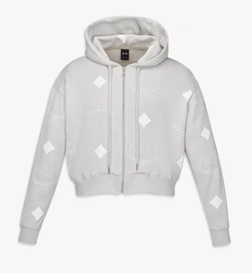 Phenomenon+Mcm Monogram Print Cropped Zip Hoodie