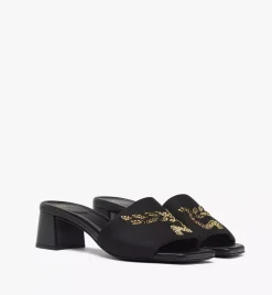 Strass Logo Heel Sandals