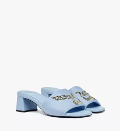Strass Logo Heel Sandals