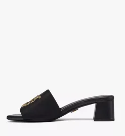 Strass Logo Heel Sandals