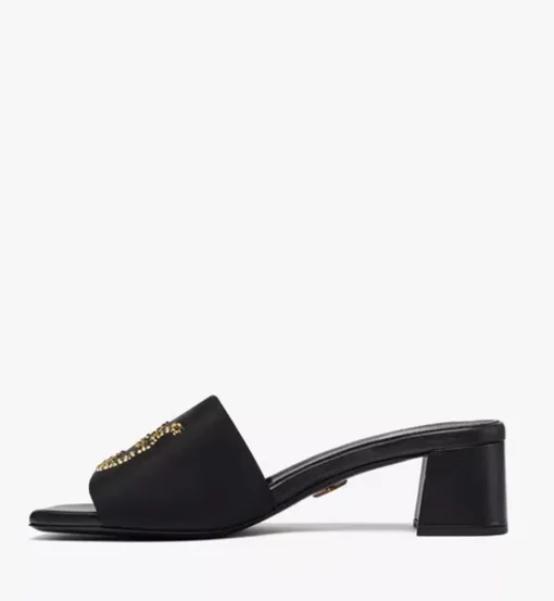 Strass Logo Heel Sandals